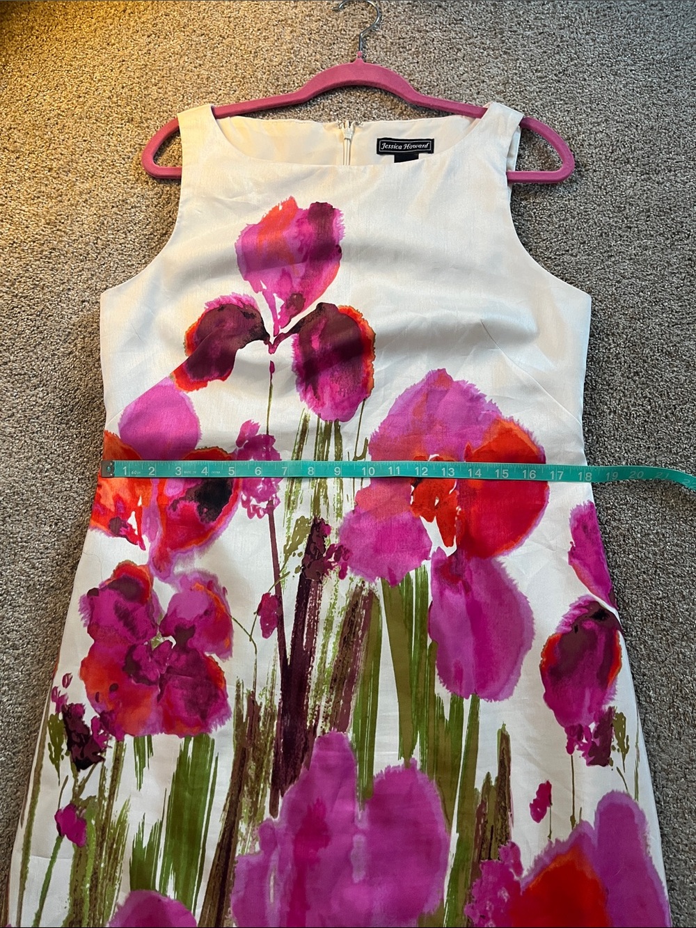 💐💐💐Jessica Howard Like New sz12 Vivid Bold Orange Purple Pink Floral Shift Dress - Picture 6 of 11